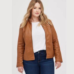 NWOT** Torrid | Moto Jacket - Faux Leather Cognac | 3